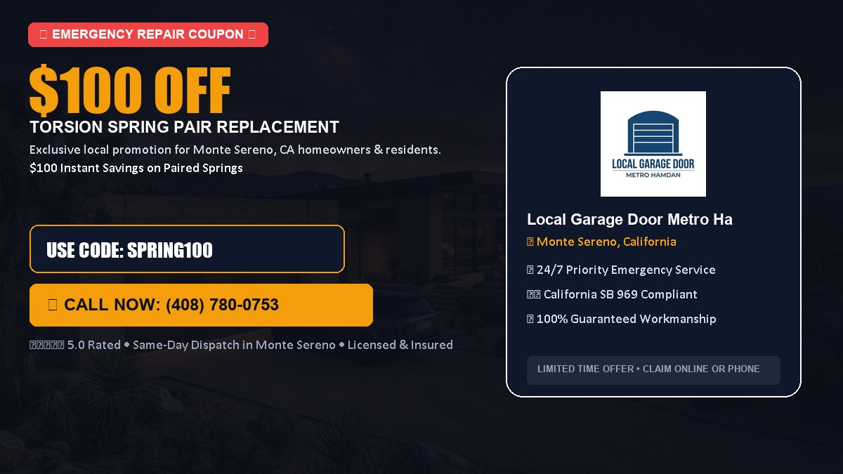 $100 OFF Heavy-Duty Torsion Spring Pair Replacement in Monte Sereno, CA